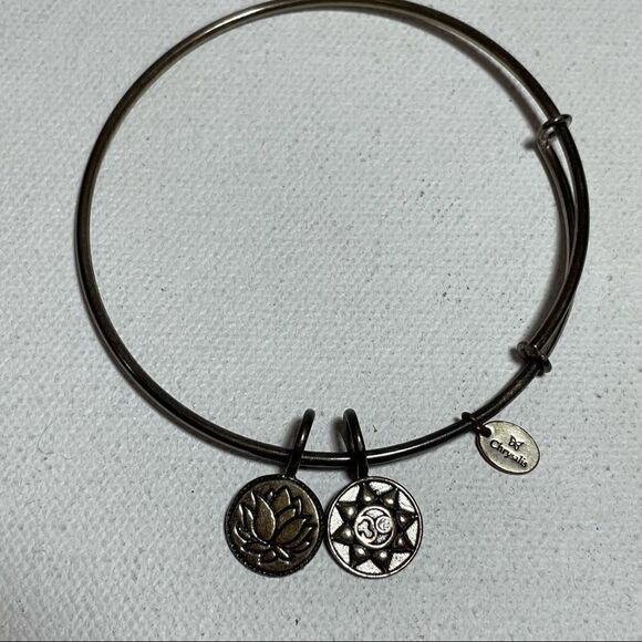Alex and Ani and Chrysalis crown, lotus, OM, aquamarine charm Bracelet lot - Picture 10 of 13